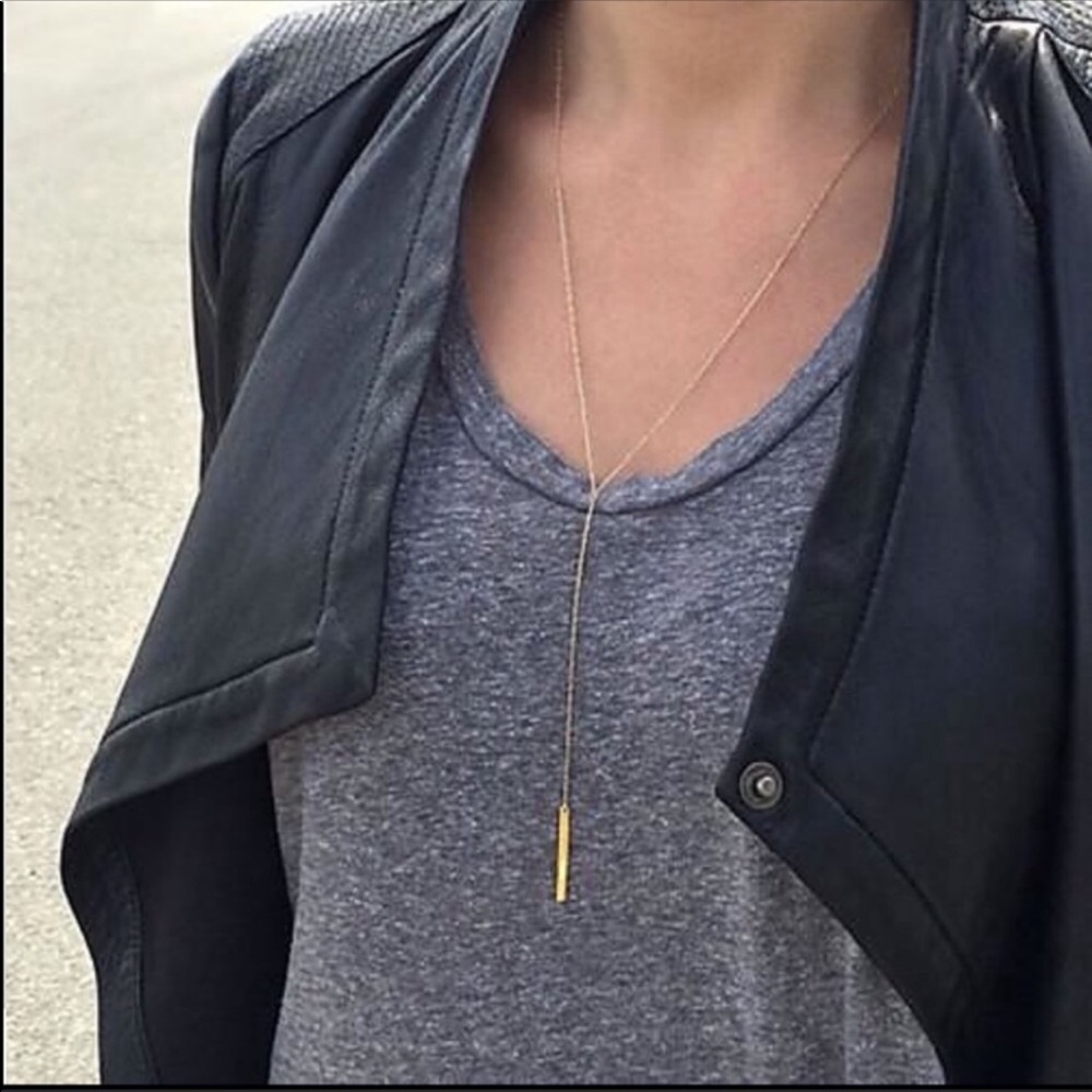 Y Shaped Gold Necklace - Picture 3 of 6